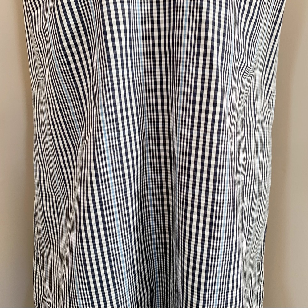 SOLD!  J CREW 6 Navy Blue Plaid Flutter Hem Flounce Halter V Neck Shift Dress - Picture 6 of 15